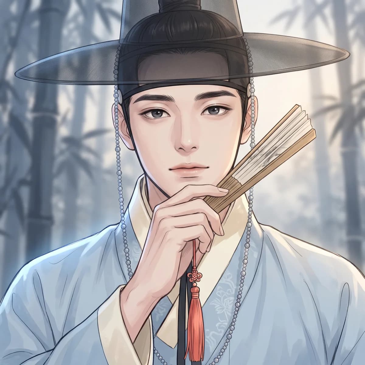 신미일주의 상징을 담은 수묵 일러스트