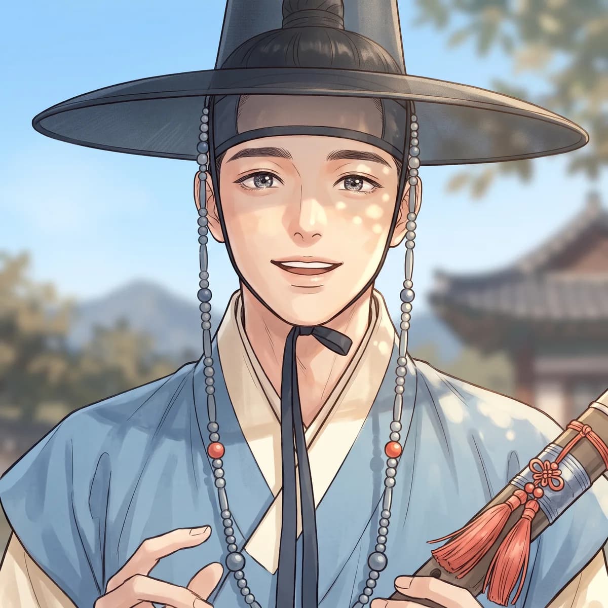 정사일주의 상징을 담은 수묵 일러스트
